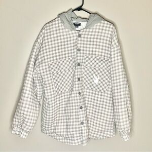 Pacsun x Playboy Ex-Boyfriend Plaid Shacket Grey/Tan/Cream M/L